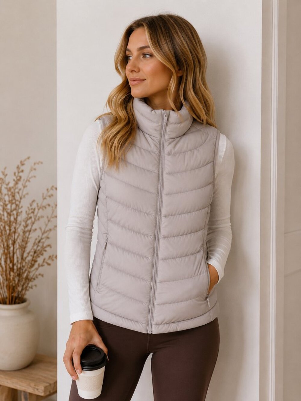 NWOT Wind River Hyper-Dri Quilted Puffer Vest Light Taupe Fall Outerwear | XS